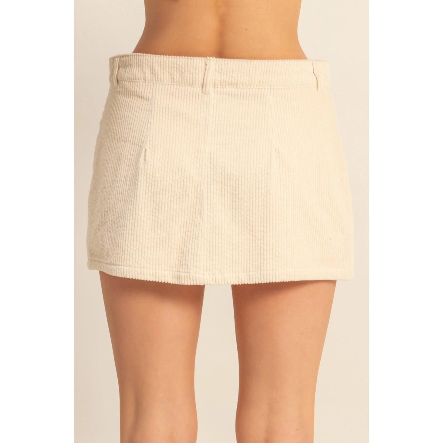 Flirty Corduroy Mid Waist Mini Skort