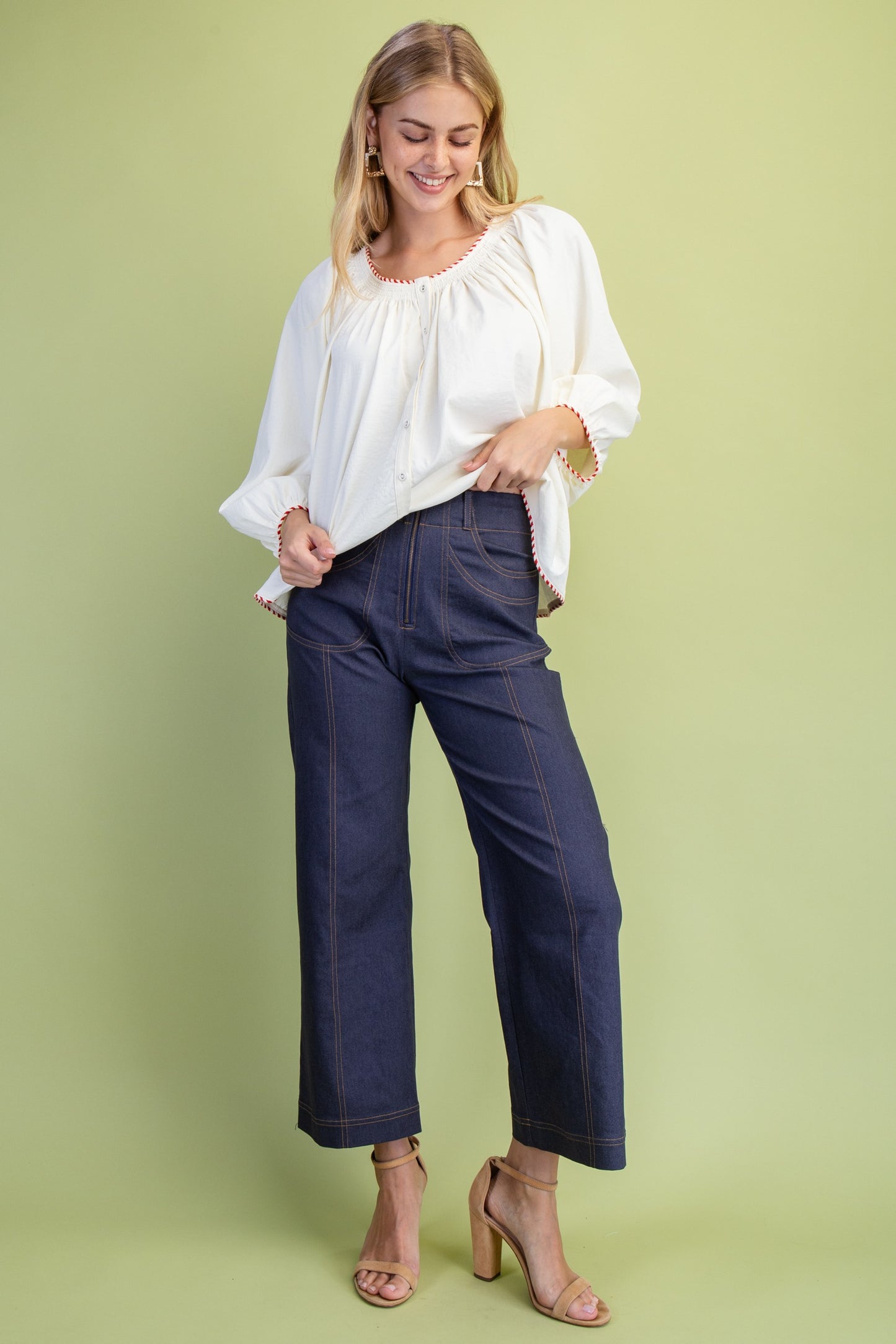 Ankle Cropped Exposed Zipper Pants