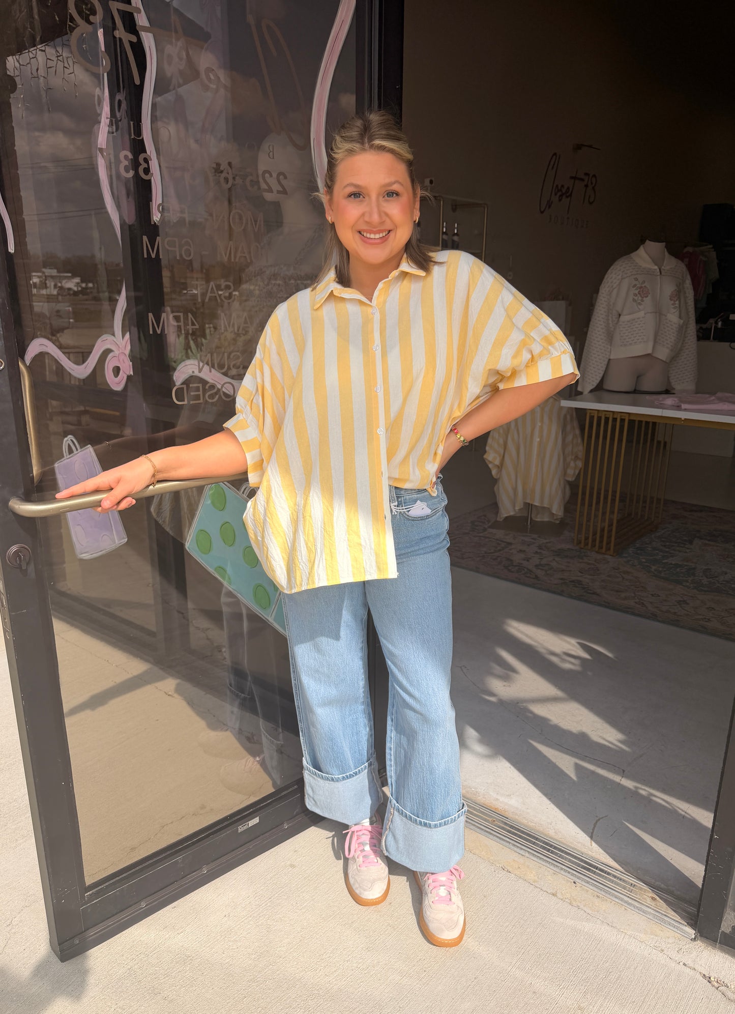 Striped Button Down Oversized Shirt