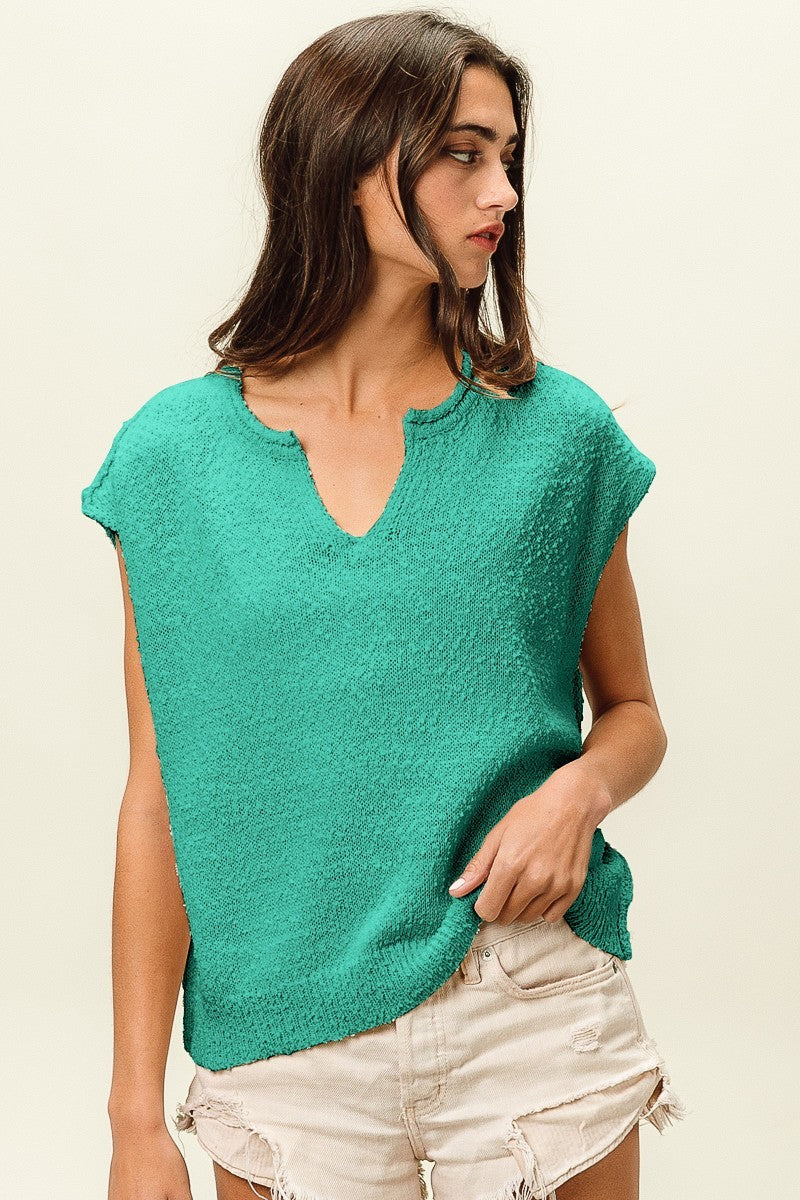 Popcorn Textured Drop Shoulder Knit top