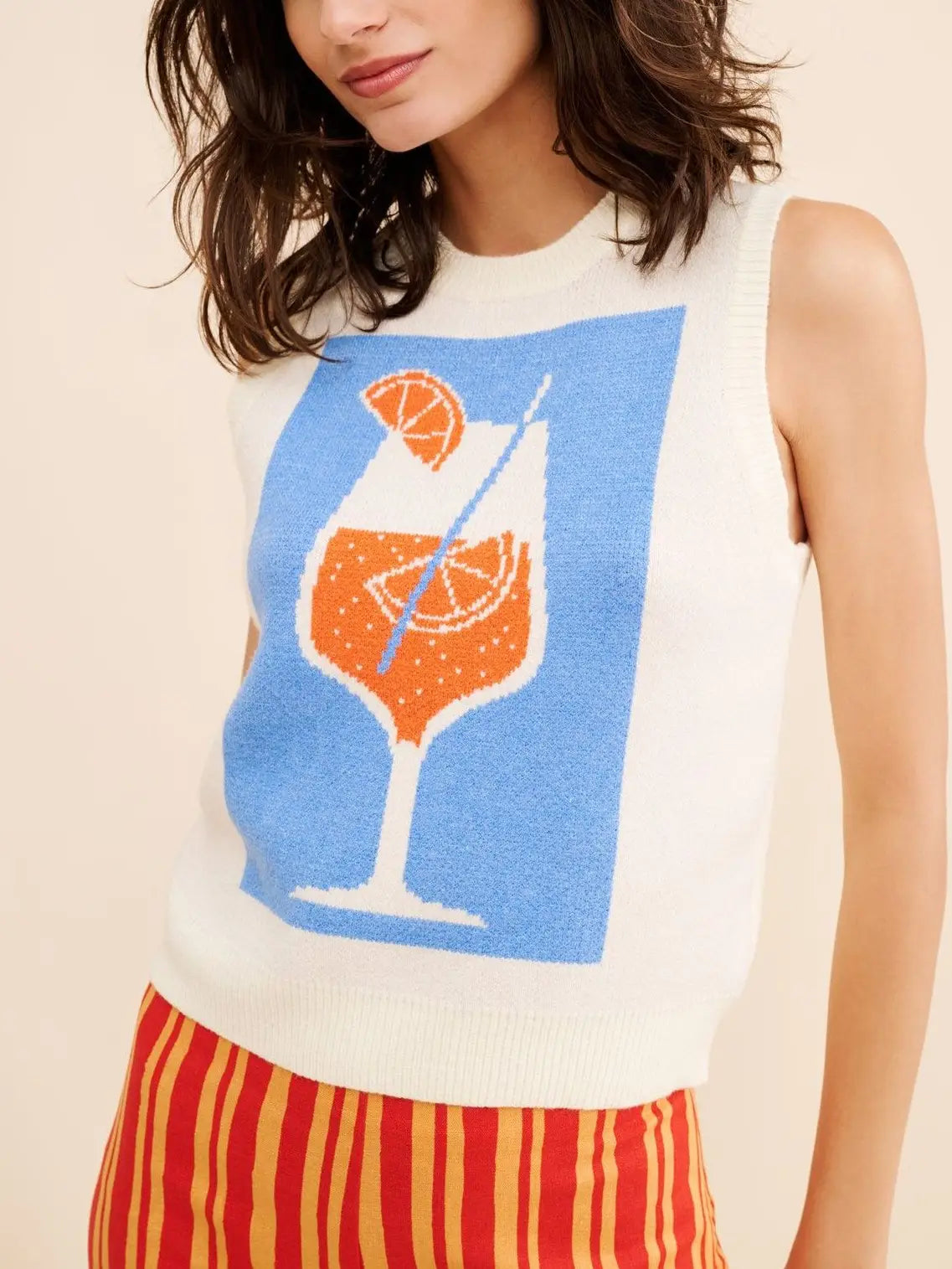 Summer Aperol Spritz Sleeveless Sweater