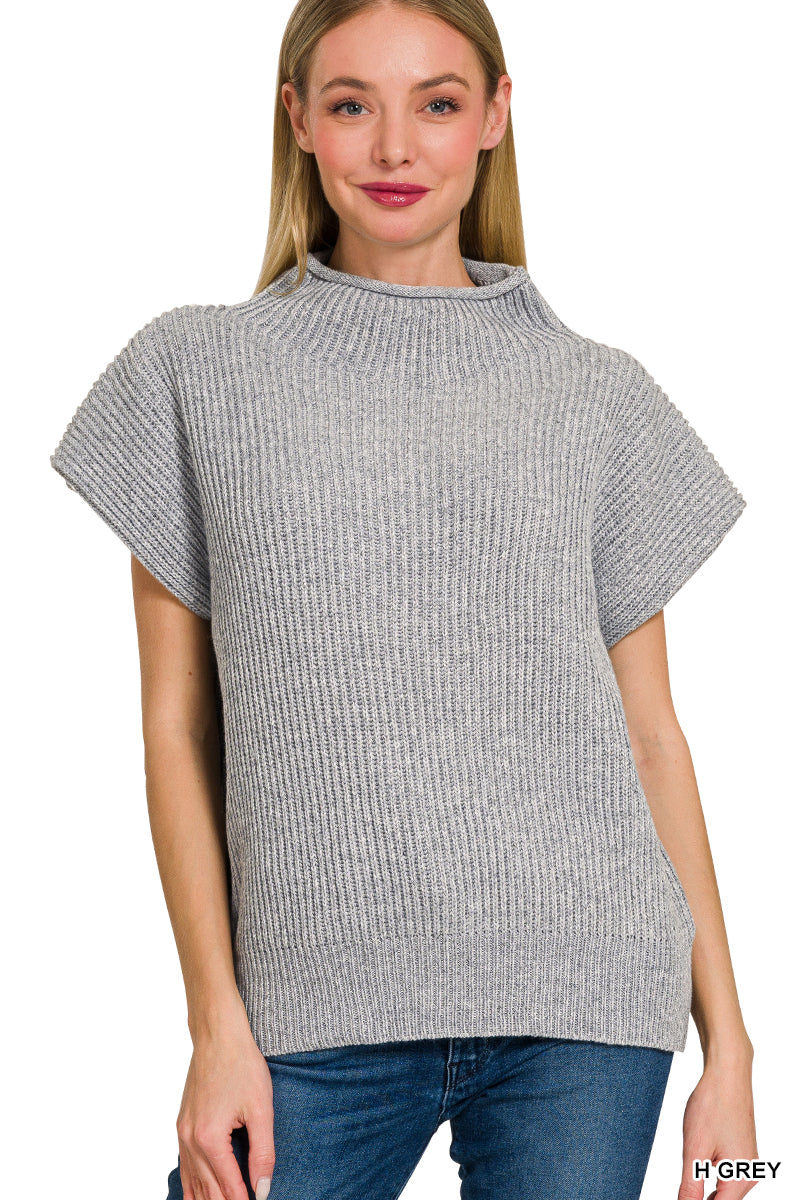 Power Shoulder Mock Neck Sweater