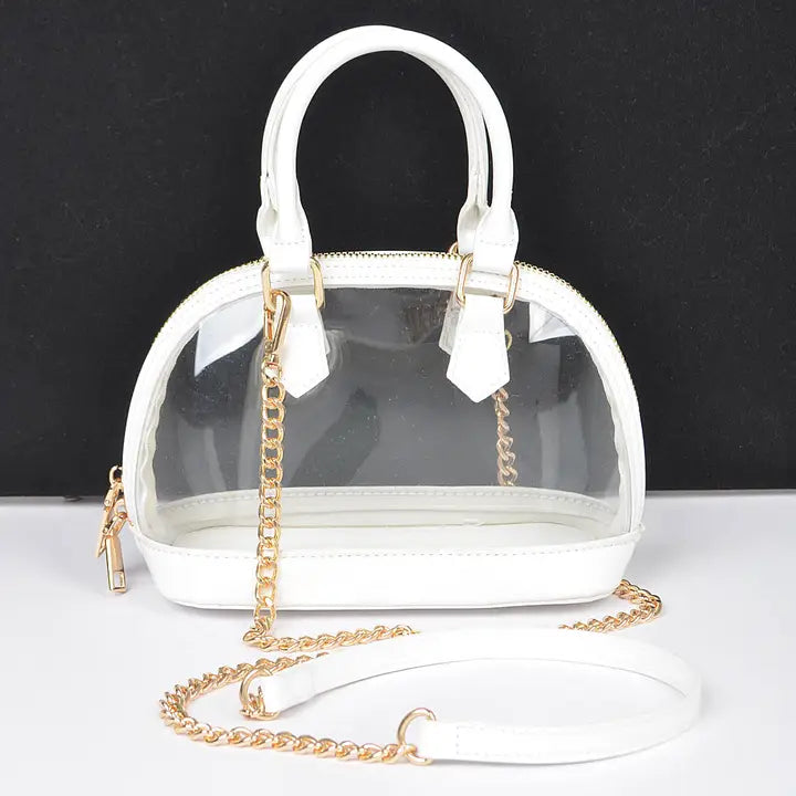 White Top Handle Clear Zip Bag