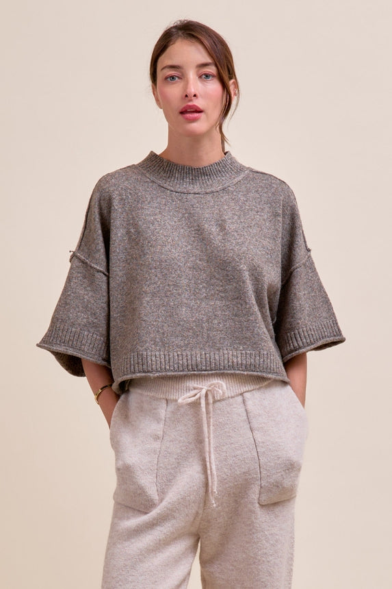 Marled Knit Mock Neck Sweater
