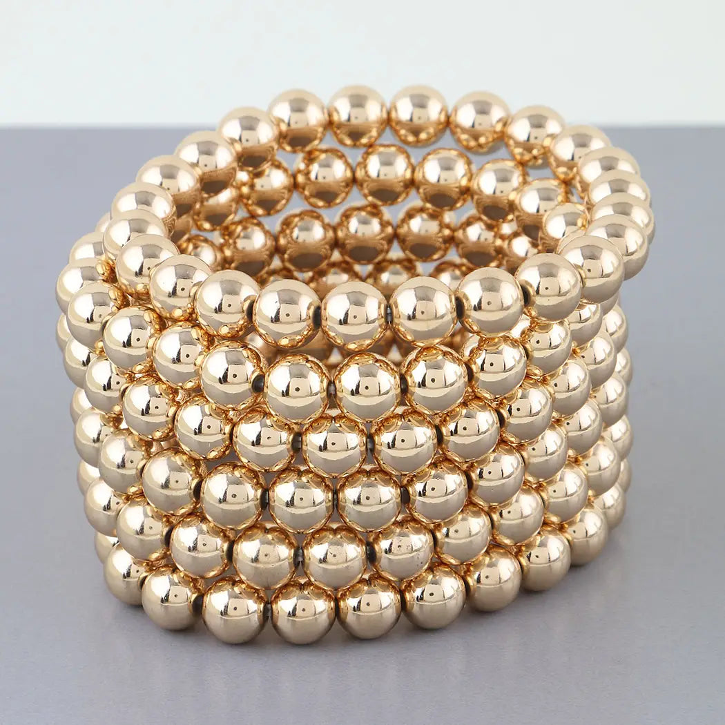 Gold Multi Beaded Cuff Bracelet