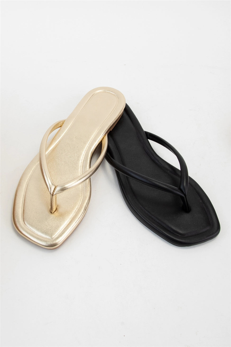 Solid Square Toe Thong Sandal