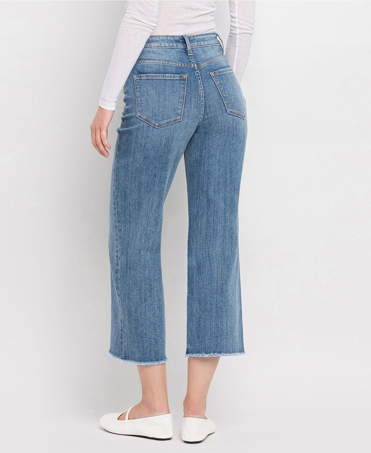 Vervet High Rise Raw Hem Crop Wide Leg Jeans