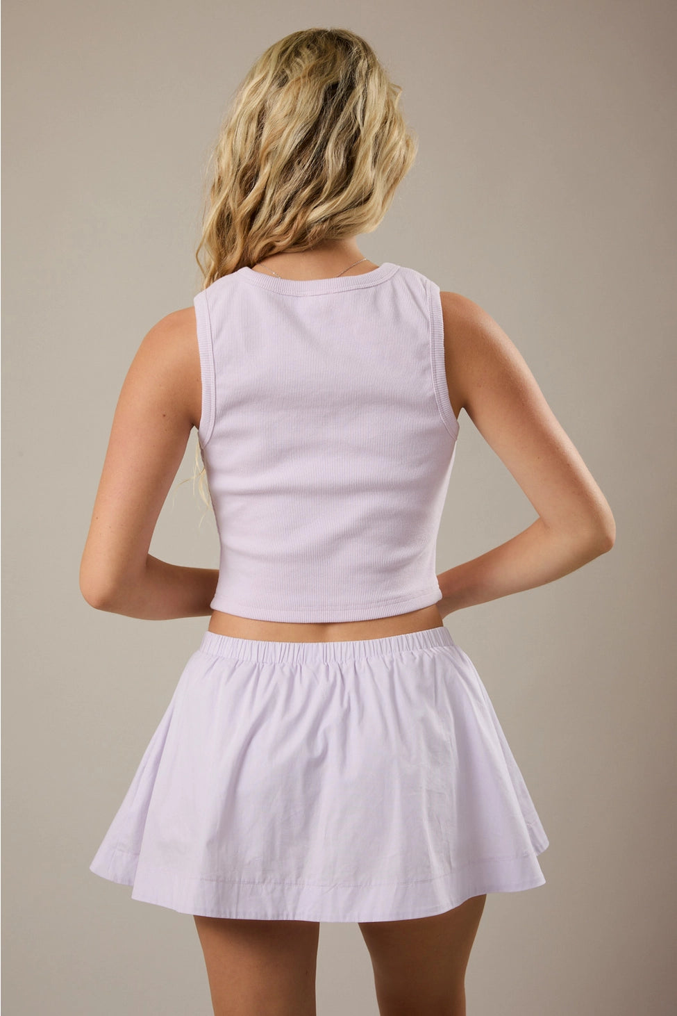 Front Placket Detail Sleeveless Mini Skort Set
