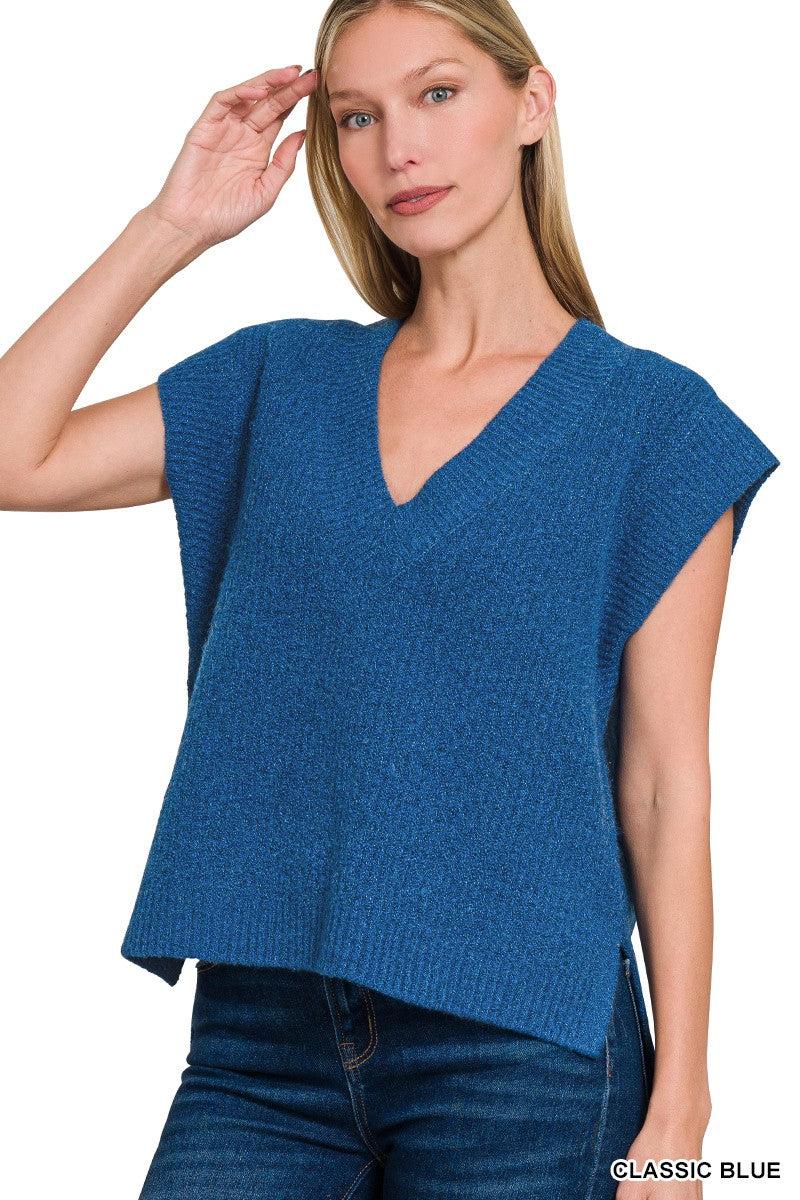 Oversized Sweater Vest Side Slit