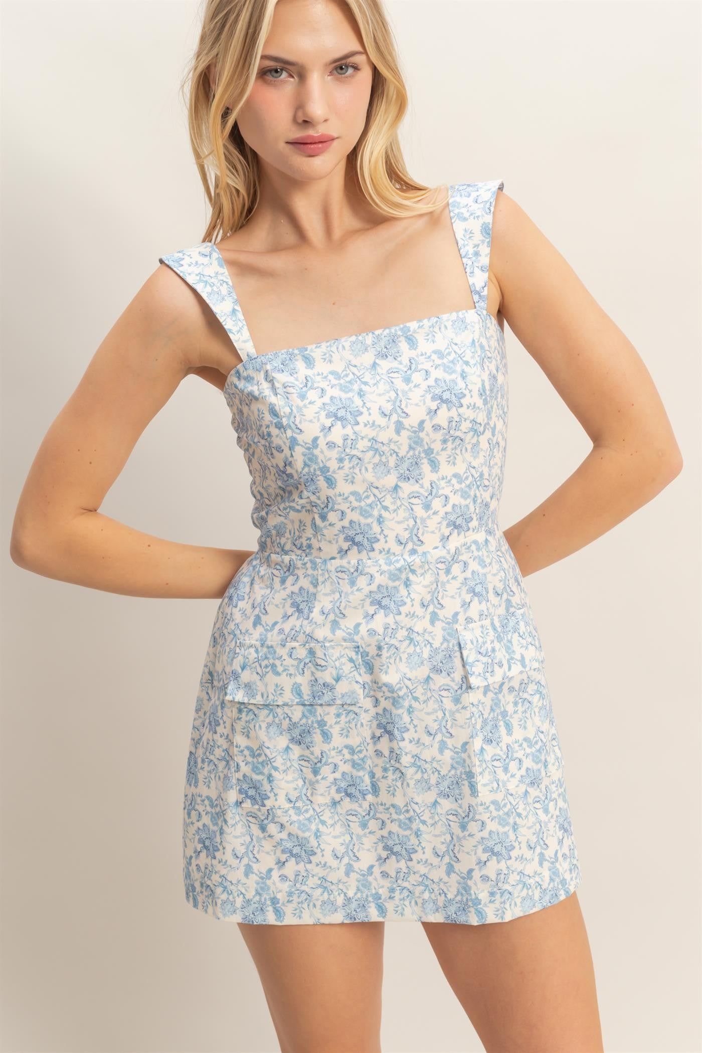 Floral Square Neck Mini Dress Romper