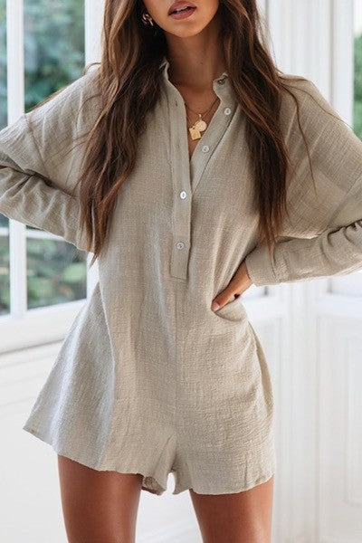 Button Shirt Romper