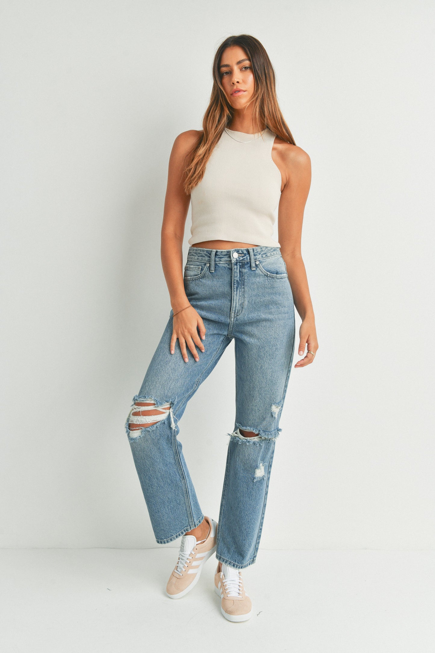 High Rise Straight Leg Jeans