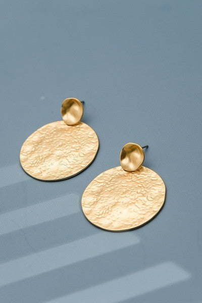 Hammered Double Circle Drop Earrings