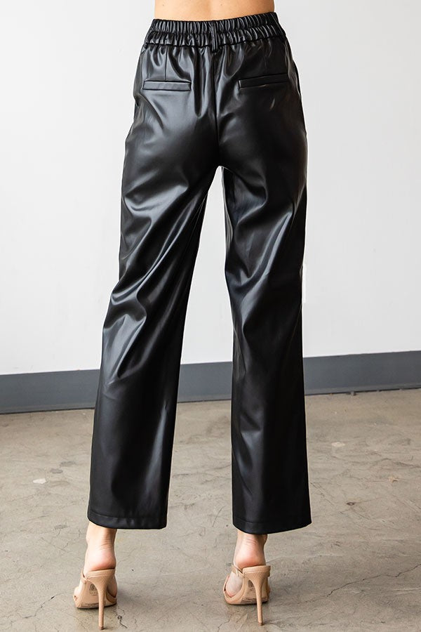 Faux Leather Straight Leg Pants