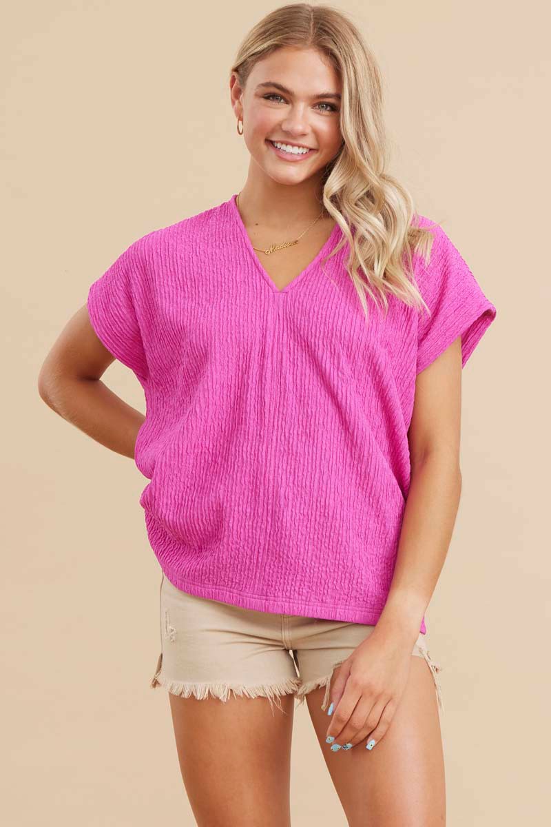 Textured V-neck Top