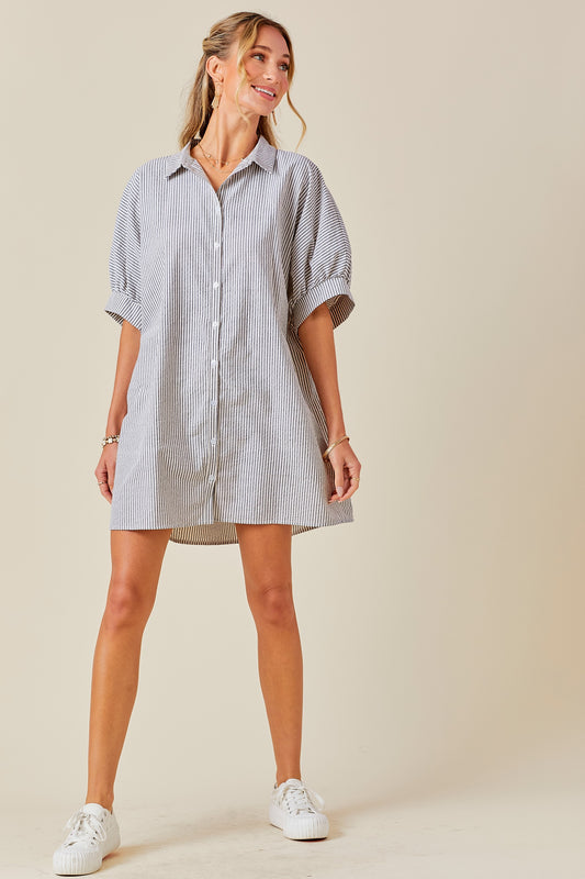 Oversized Button Down Striped Dress