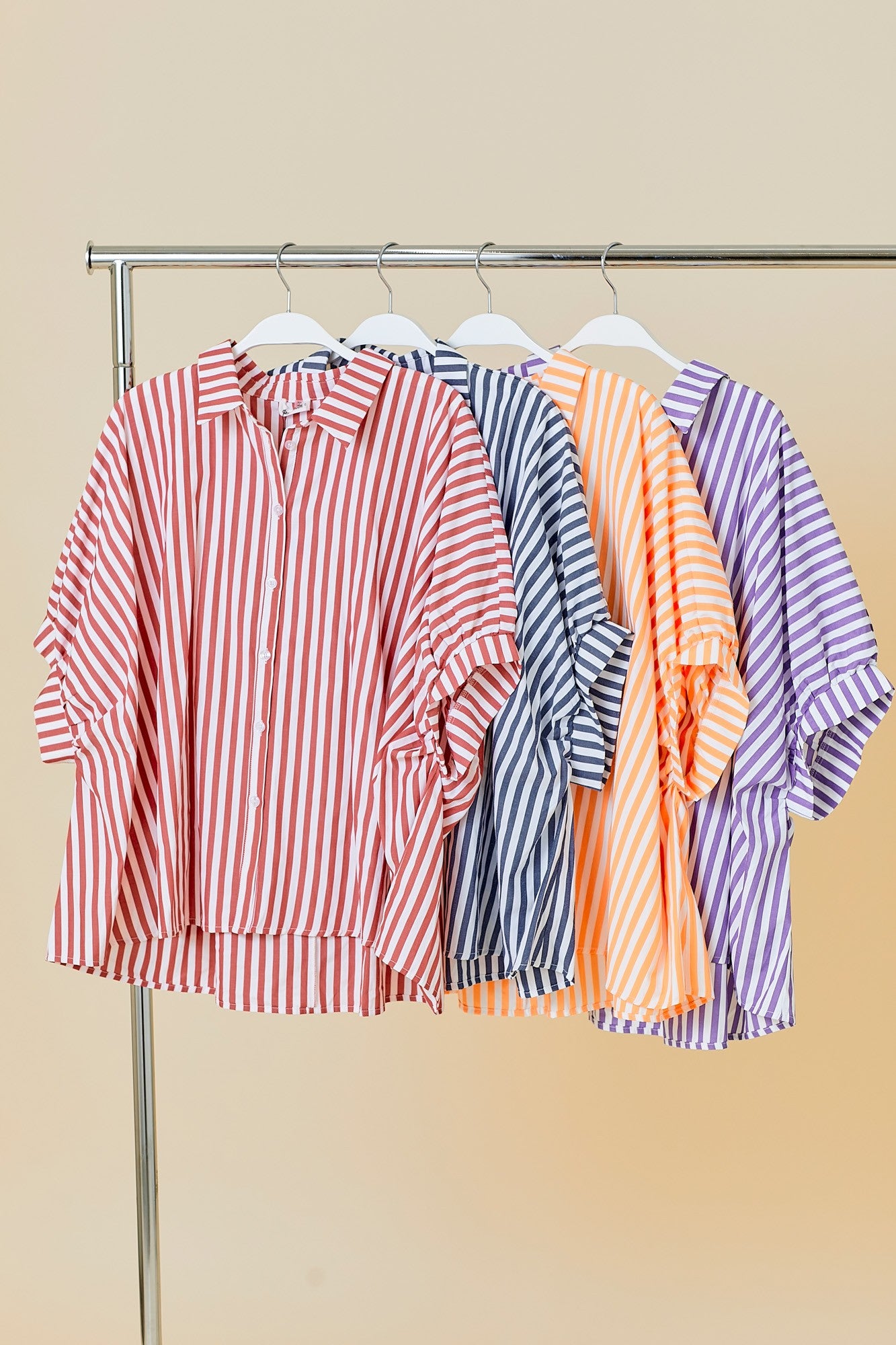 Oversized Button Down Striped Shirt