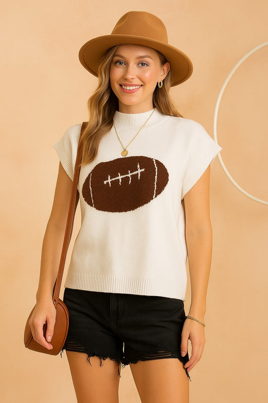 Mock Neck Vest with Football