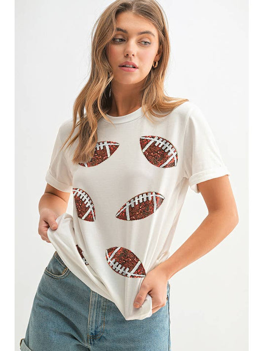 Football Sequin Patch T-Shirt