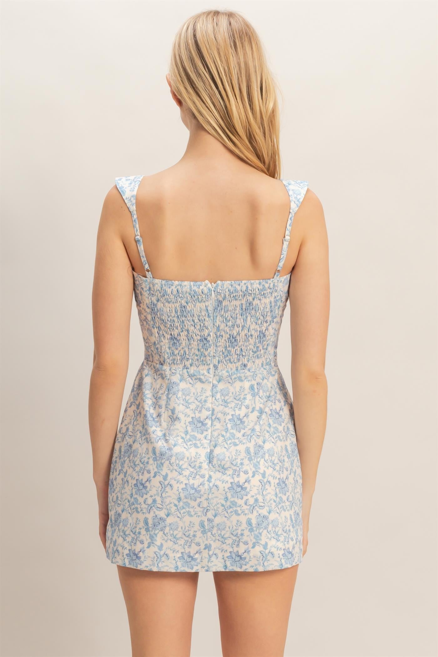 Floral Square Neck Mini Dress Romper