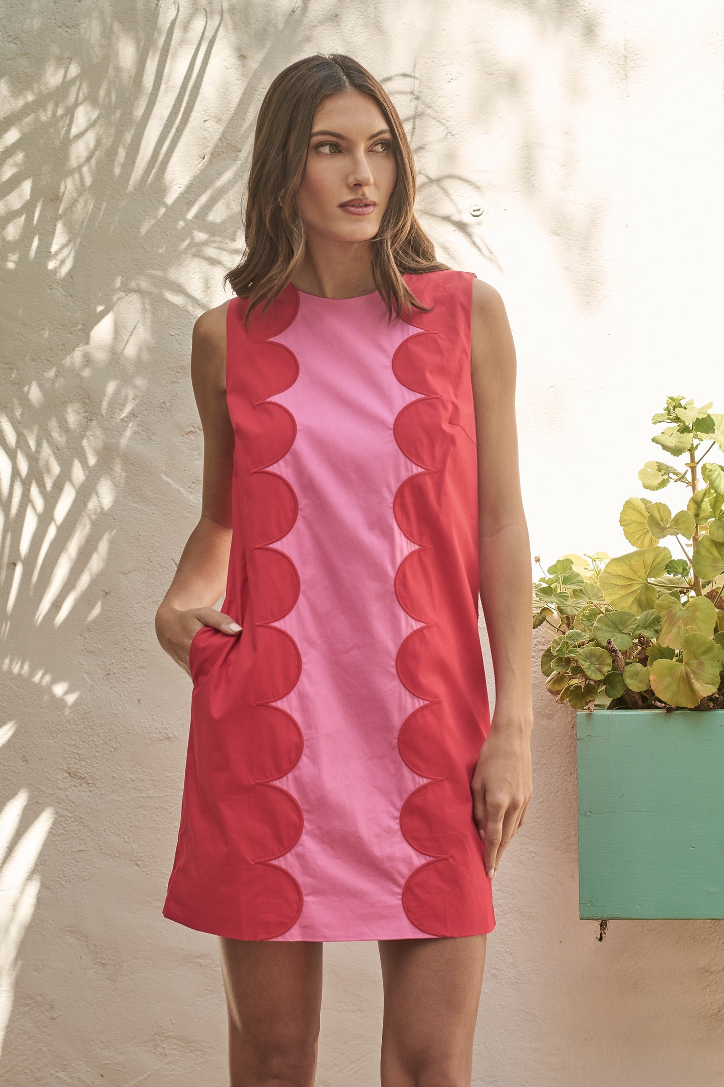 Pink/Red Color Block Mini Dress