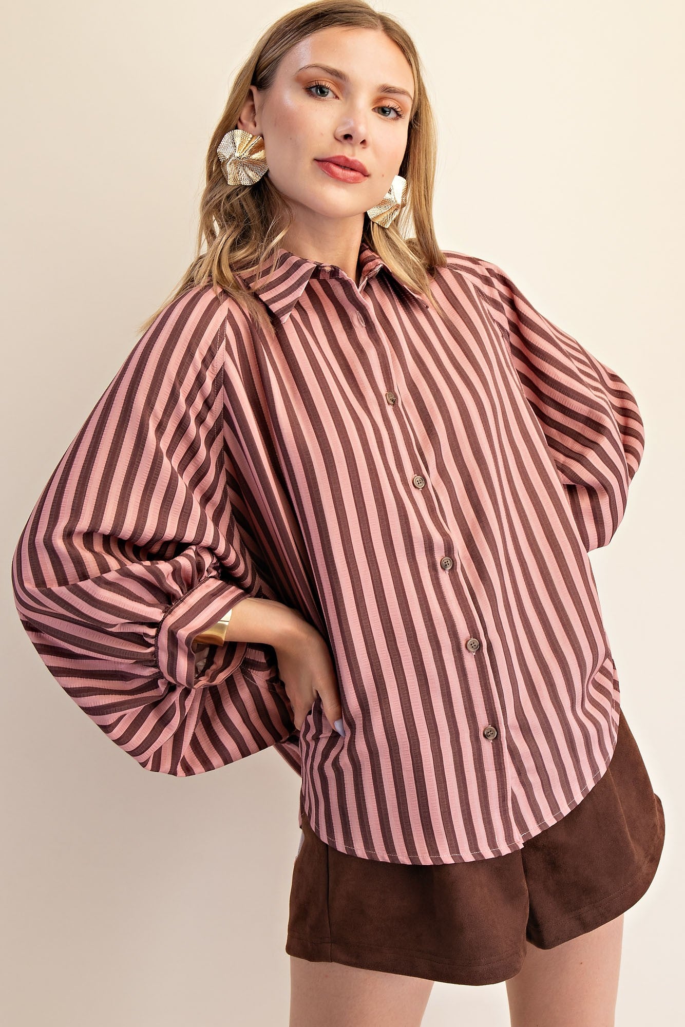 Button Front Striped Shirt