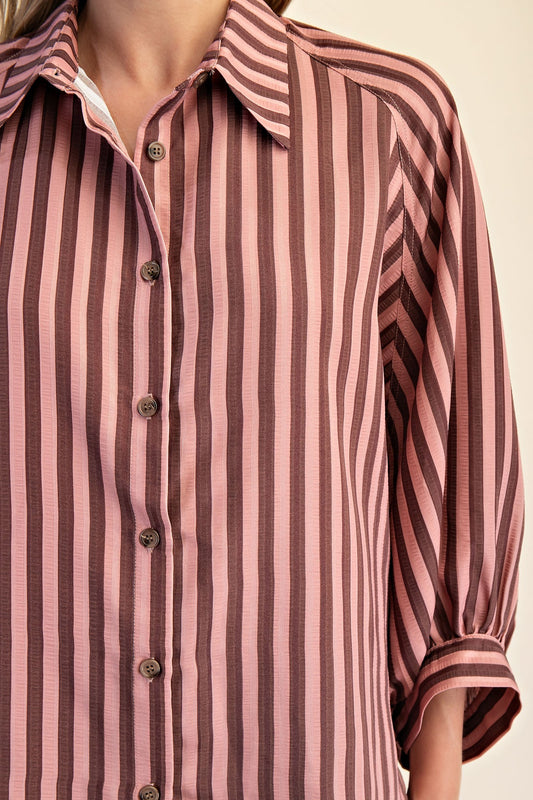 Button Front Striped Shirt