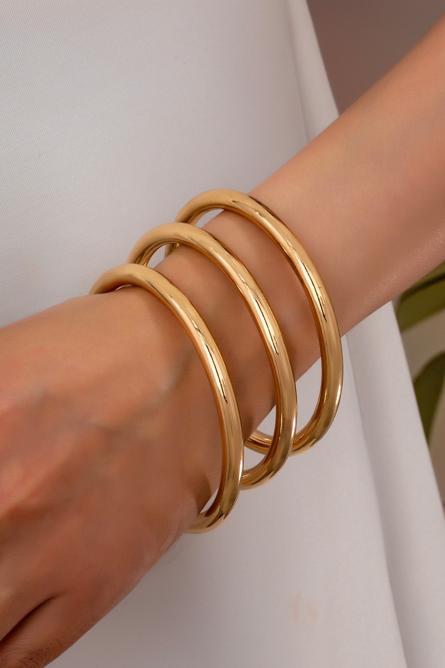 Chunky Triple Tube Bangle Set