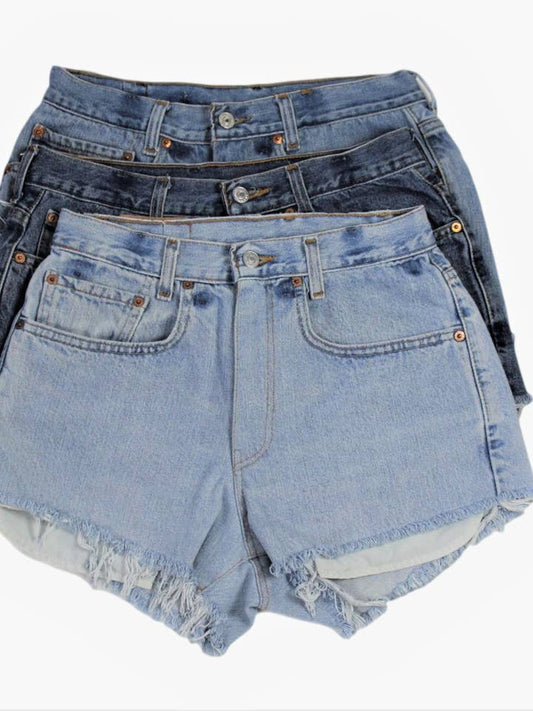 High Rise Upcycled Denim Levi Shorts