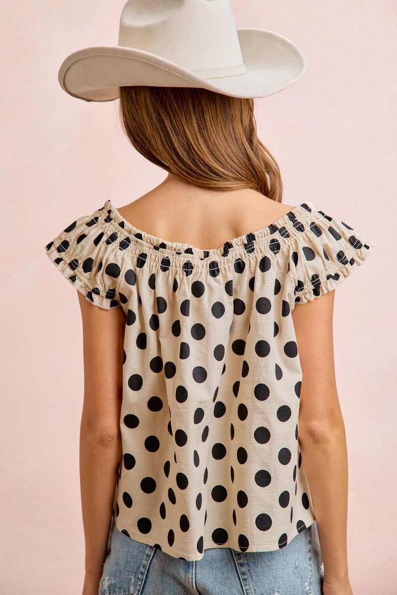 Polka Dot Printed Sleeveless Top