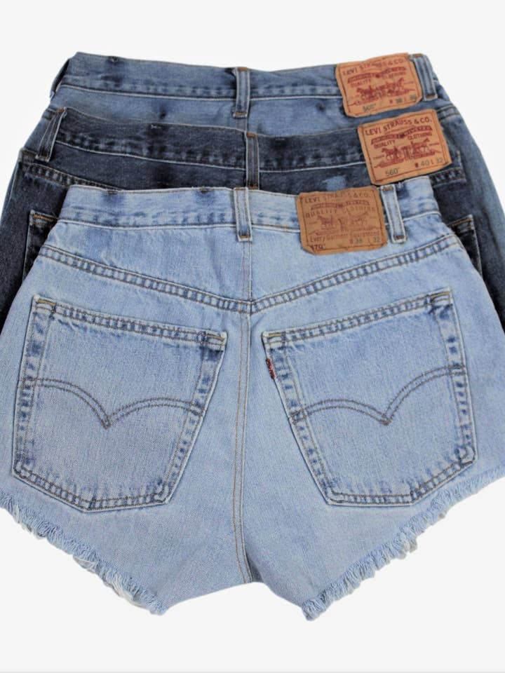 High Rise Upcycled Denim Levi Shorts