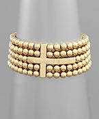 Cross & 5 Row Ball Bracelet