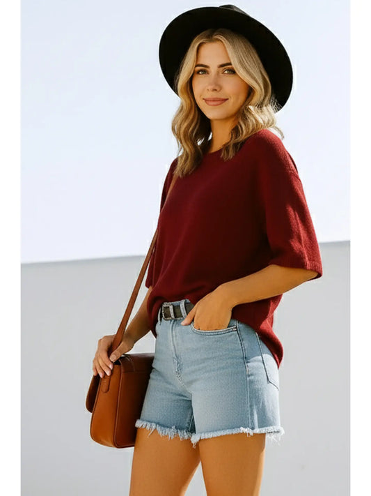Short Sleeve Relaxed Sweater Top