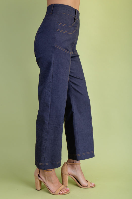 Ankle Cropped Exposed Zipper Pants