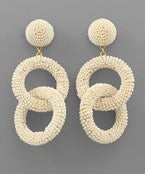 White Beaded Link Earrings
