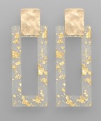 Rectangle Flake Acrylic Gold Earrings