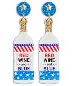 Wine Bottle USA Earrings