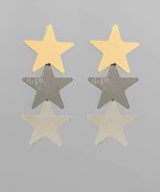 Linked 3 Metal Star Earrings