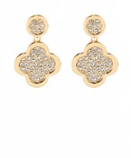 Pave Clover & Disc Drop Earrings