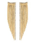 Rhinestone and Snake Chain Tassel Earrings