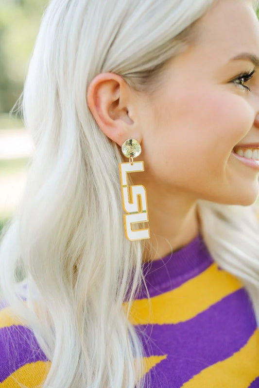 TS-LSU White Acrylic Drops-Gold Post