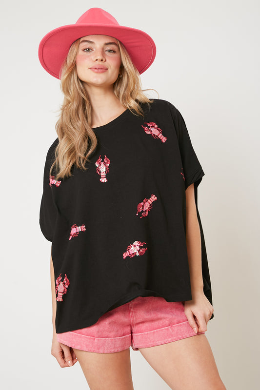 Oversized Sequin Crawfish Top