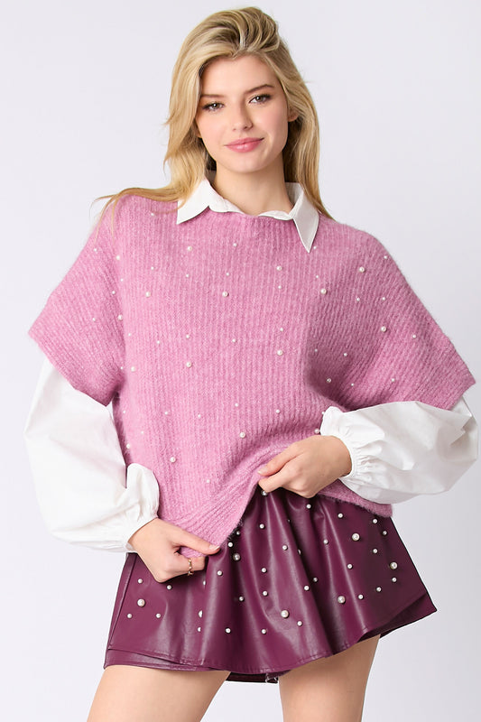 Pearl Mock Neck Dolman Sweater