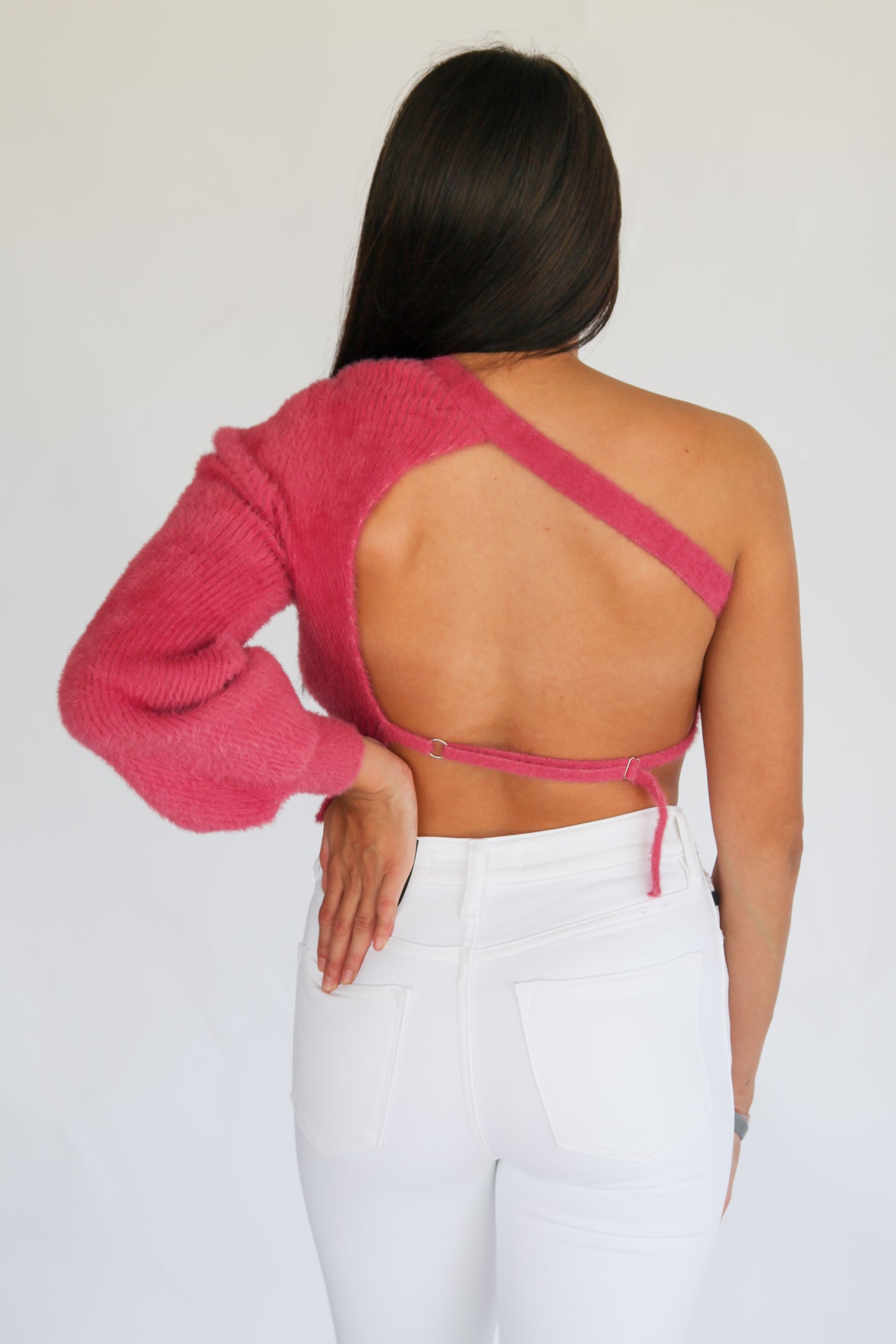 One Shoulder Open Back Sweater