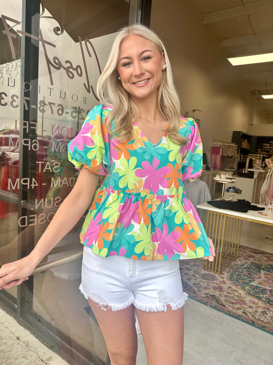 Floral Printed Poplin Top