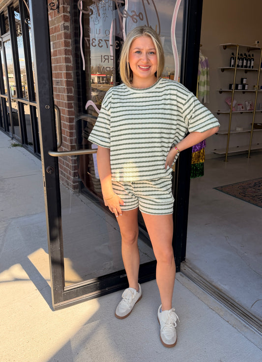 Striped Short Sleeve Tee & Shorts Set