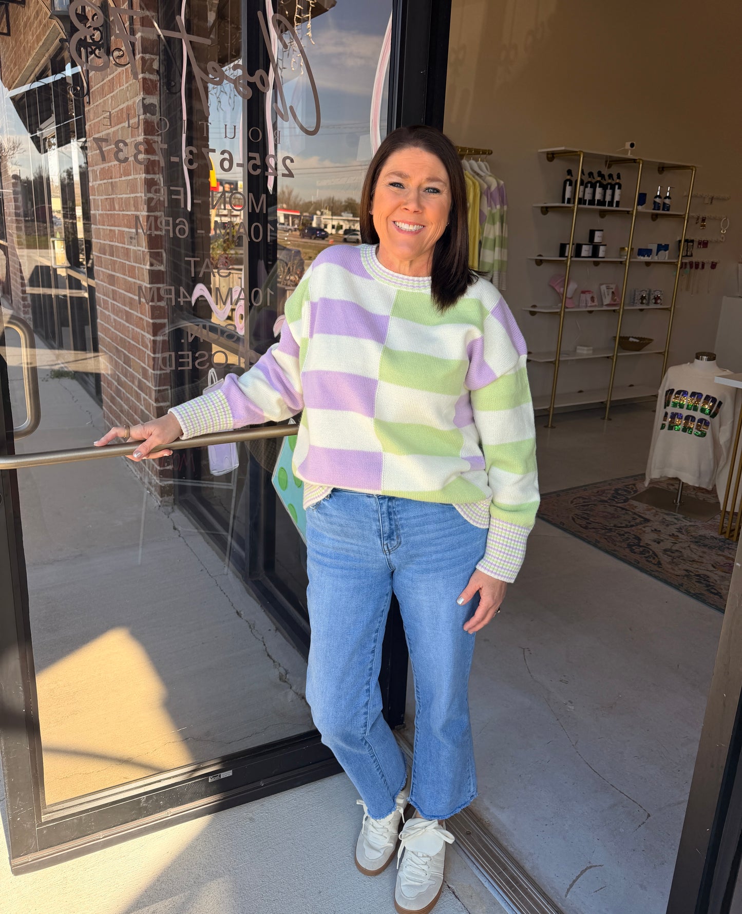 Poly Color Block Stripe Sweater