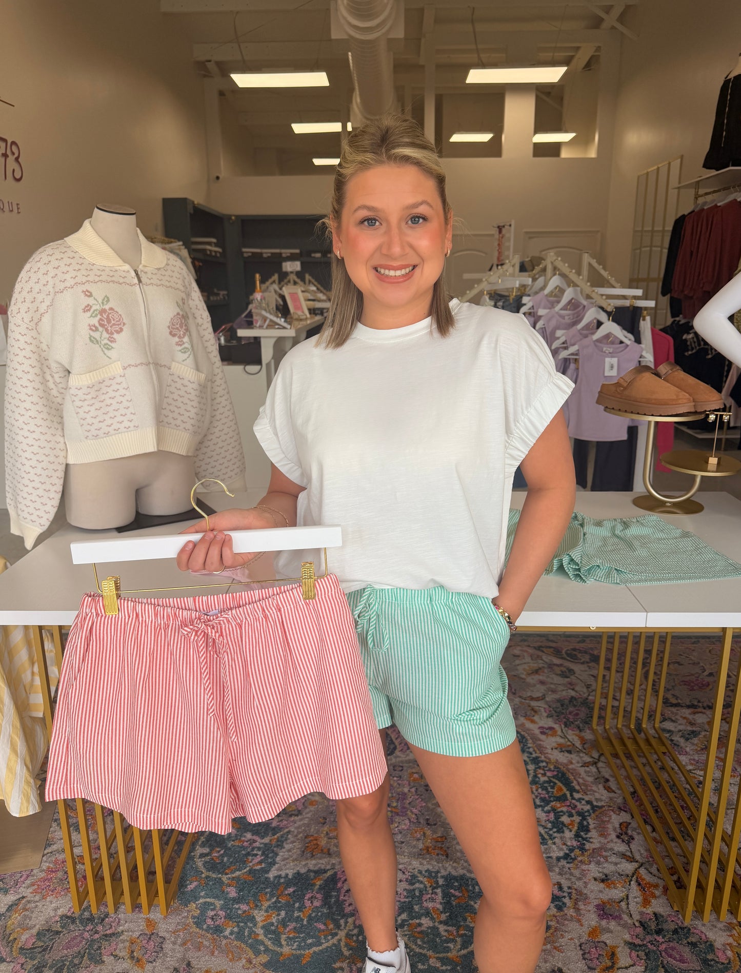 Striped Drawstring Waist Shorts