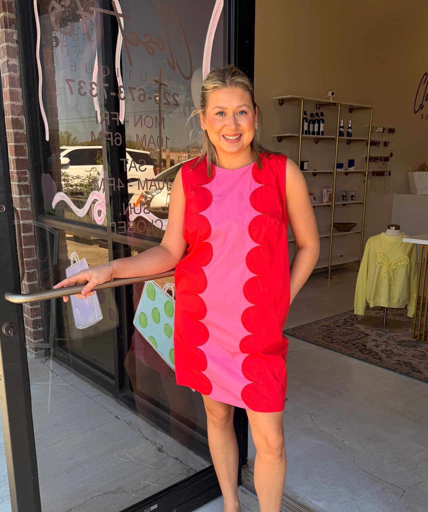 Pink/Red Color Block Mini Dress