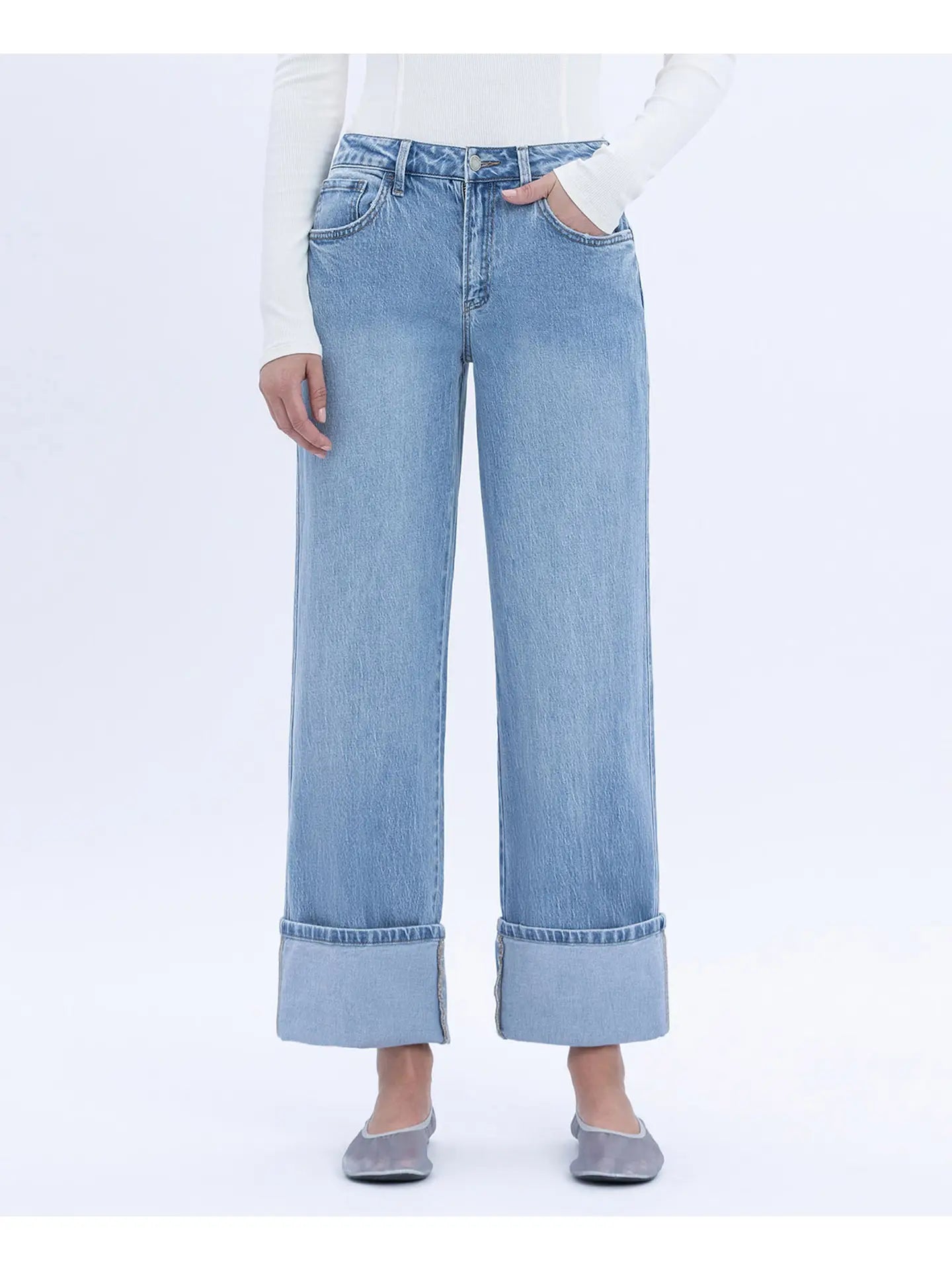 Vervet Super High Rise Cuffed Baggy Straight Jeans